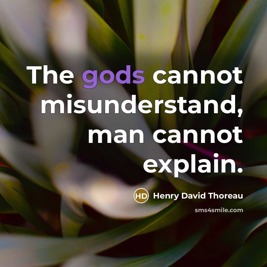 “The gods cannot misunderstand, man cannot explain.” quote by Henry David Thoreau