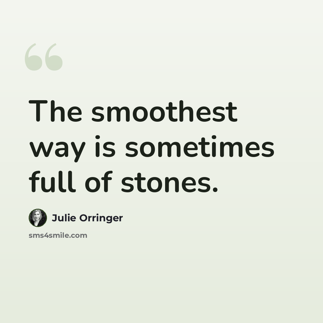 “The smoothest way is sometimes full of stones.” quote by Julie Orringer