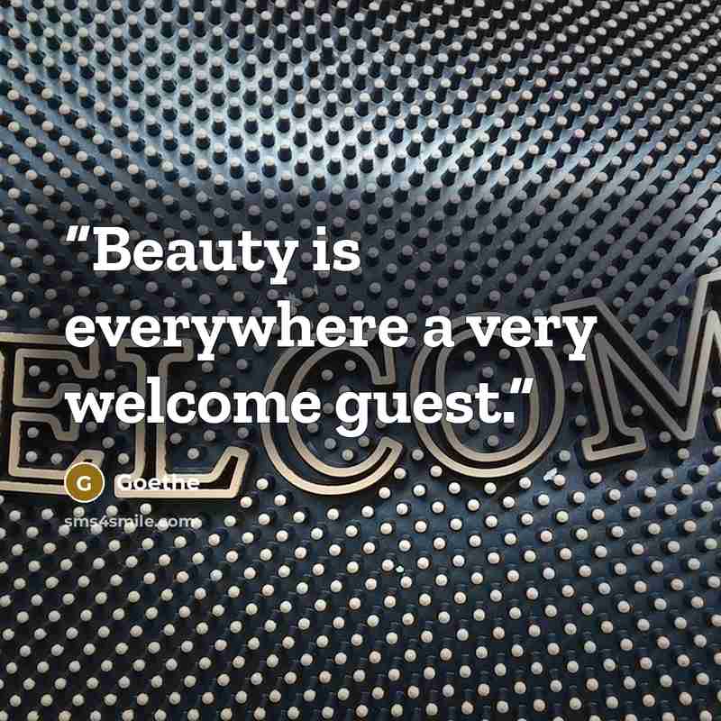“Beauty is everywhere a very welcome guest.” quote by Goethe