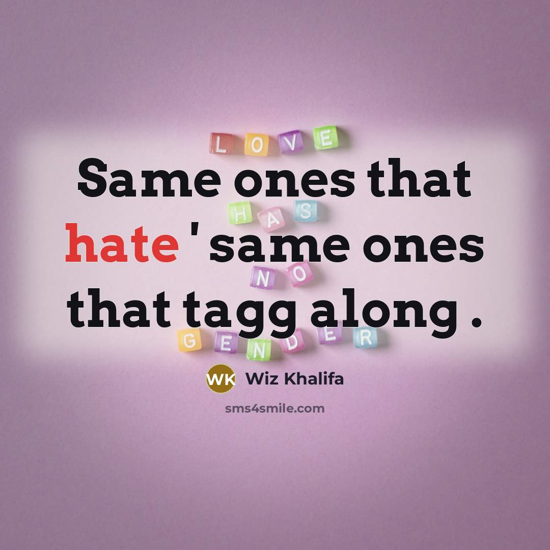 “Same ones that hate ' same ones that tagg along .” quote by Wiz Khalifa