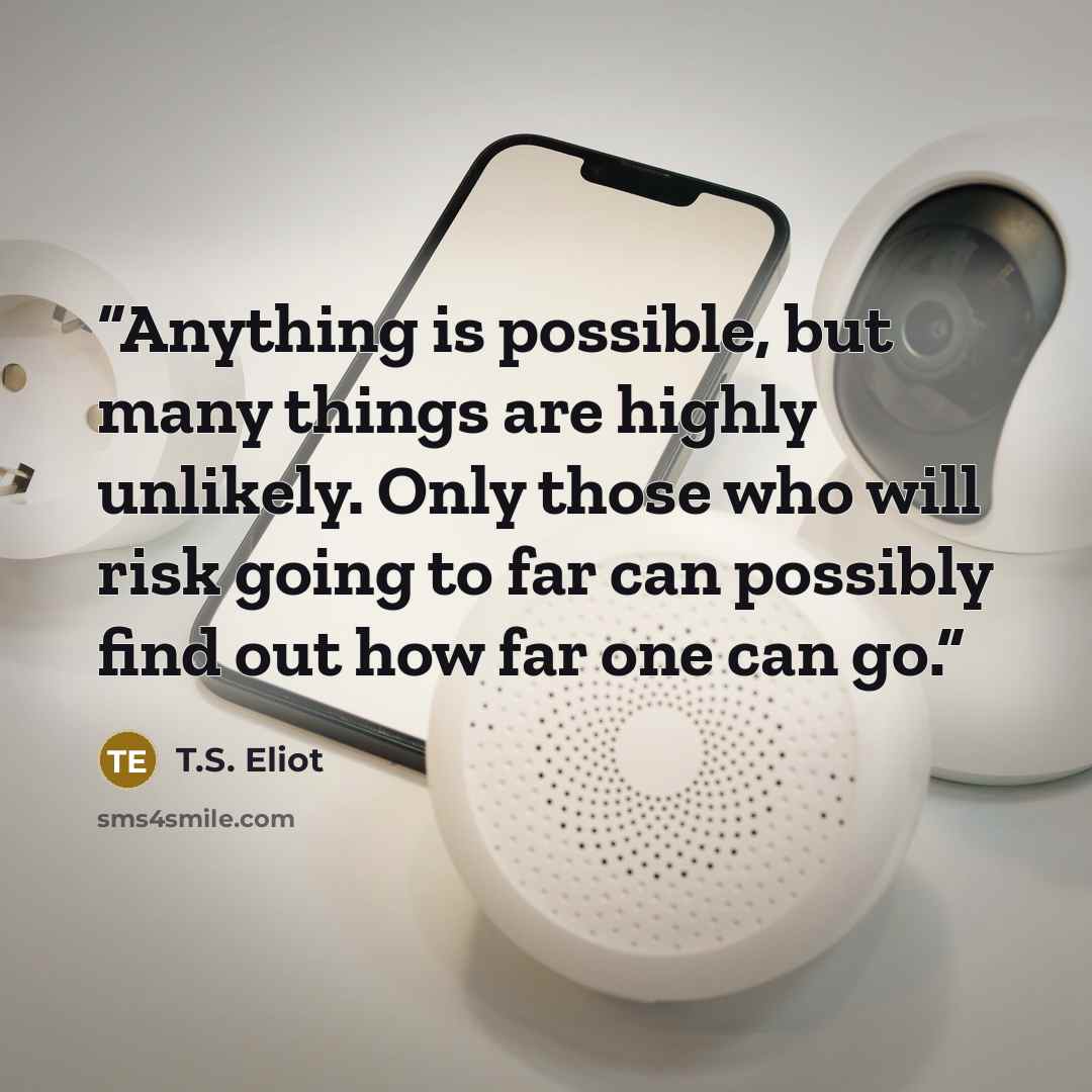 “Anything is possible, but many things are highly unlikely. Only those who will risk going to far can possibly find out how far one can go.” quote by T.S. Eliot