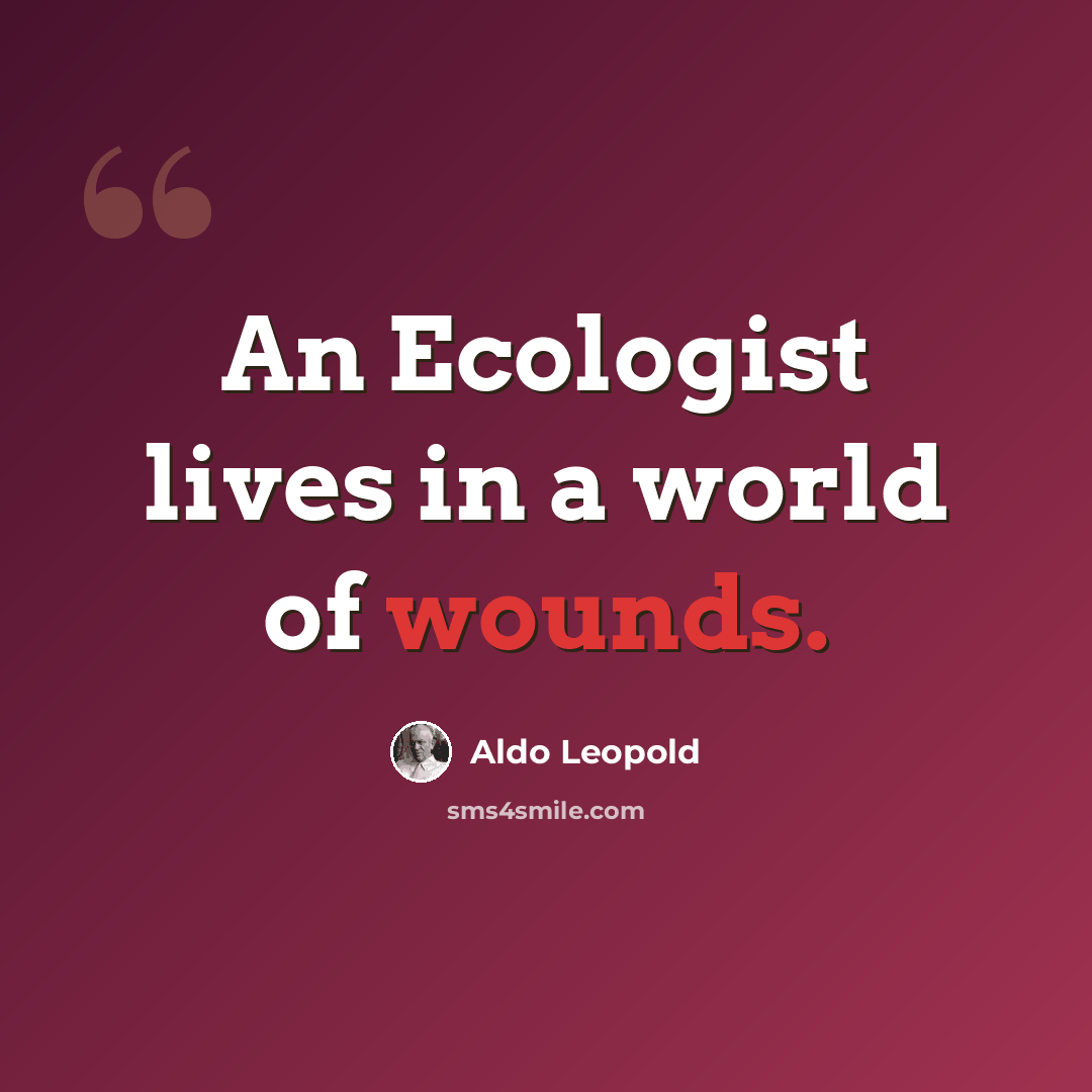 “An Ecologist lives in a world of wounds.” quote by Aldo Leopold