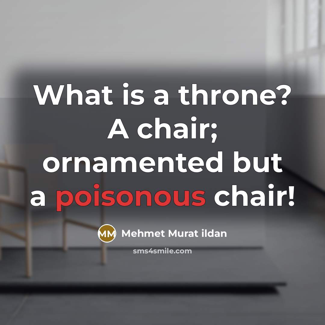 “What is a throne? A chair; ornamented but a poisonous chair!” quote by Mehmet Murat Ildan
