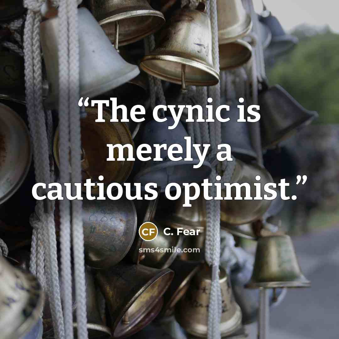 “The cynic is merely a cautious optimist.” quote by C. Fear