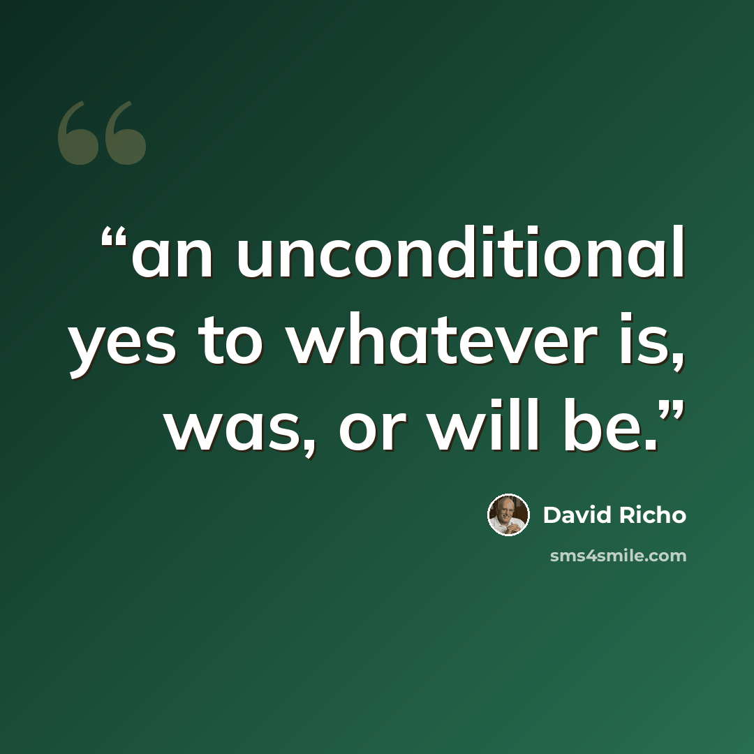 “an unconditional yes to whatever is, was, or will be.” quote by David Richo