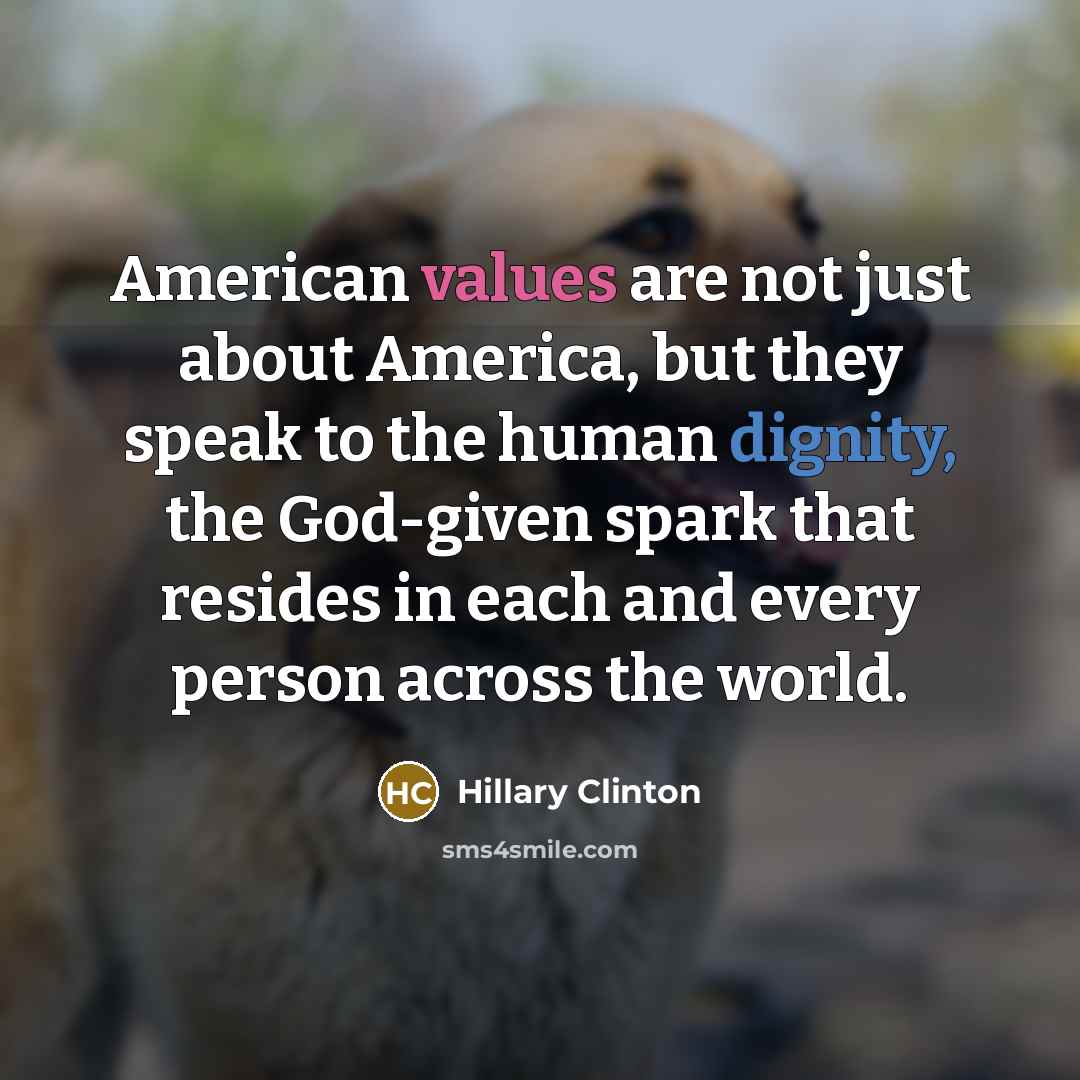 “American values are not just about America, but they speak to the human dignity, the God-given spark that resides in each and every person across the world.” quote by Hillary Clinton