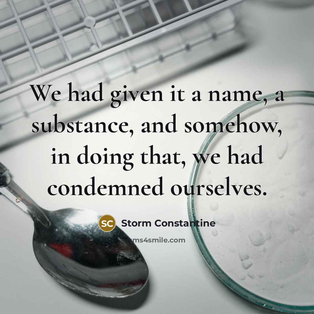 “We had given it a name, a substance, and somehow, in doing that, we had condemned ourselves.” quote by Storm Constantine