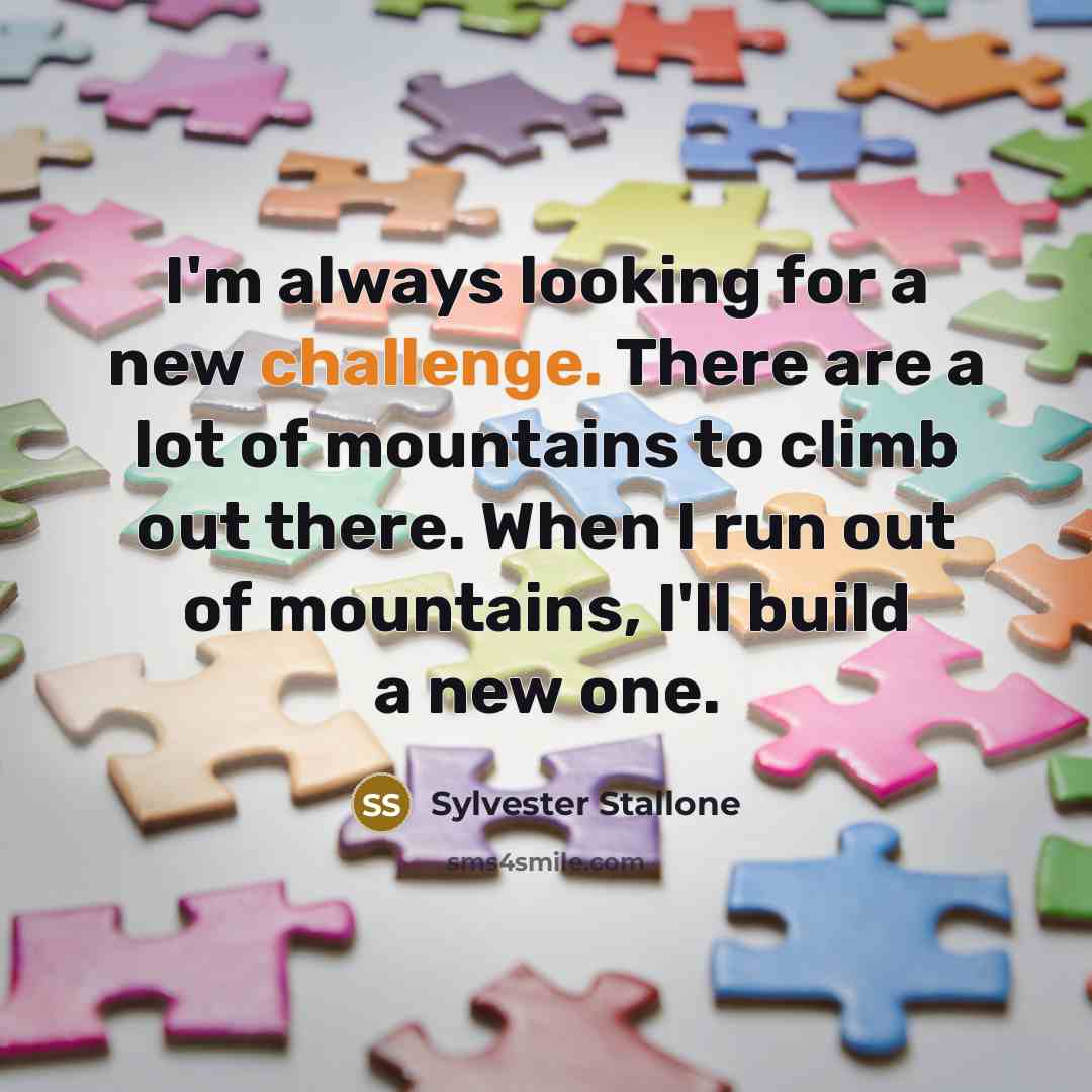 “I'm always looking for a new challenge. There are a lot of mountains to climb out there. When I run out of mountains, I'll build a new one.” quote by Sylvester Stallone