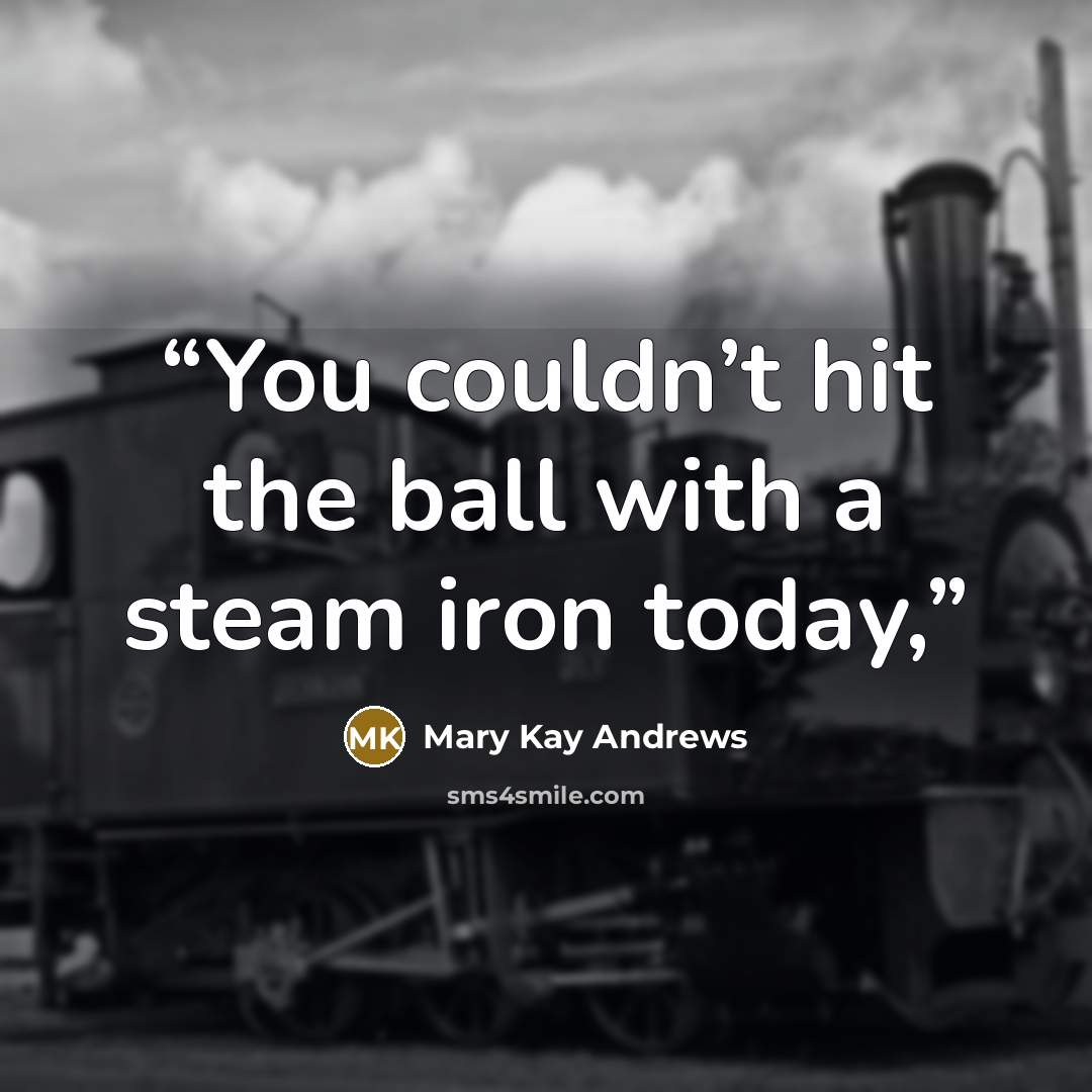 “You couldn’t hit the ball with a steam iron today,” quote by Mary Kay Andrews