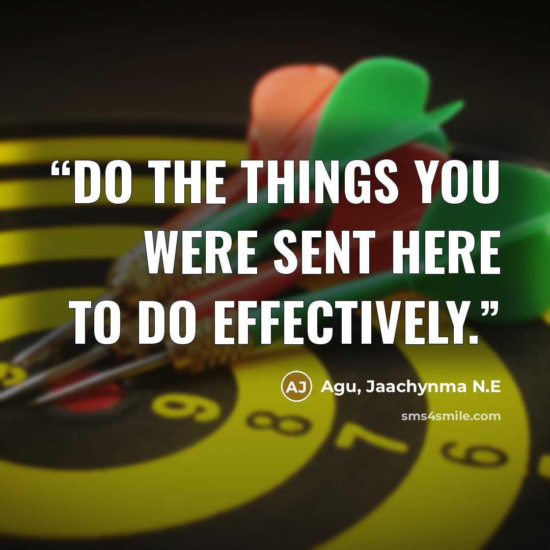 “Do the things you were sent here to do effectively.” quote by Agu, Jaachynma N.E