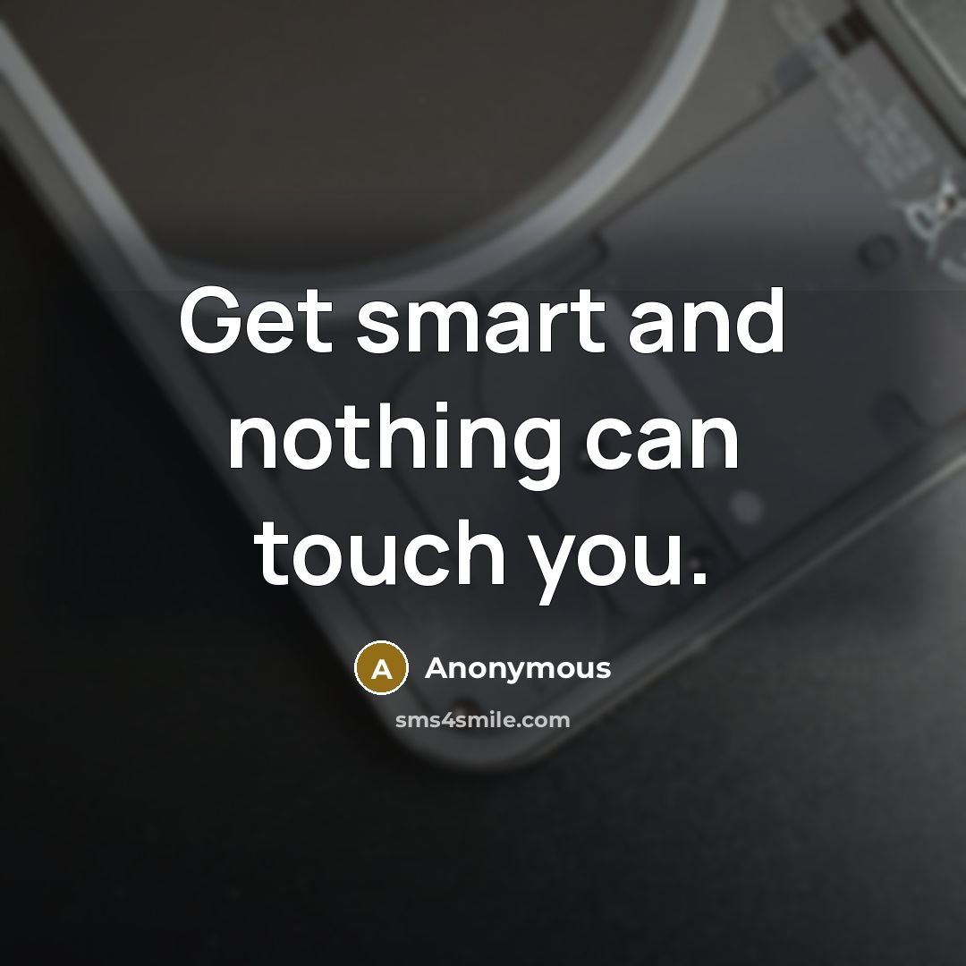 “Get smart and nothing can touch you.” quote by Anonymous