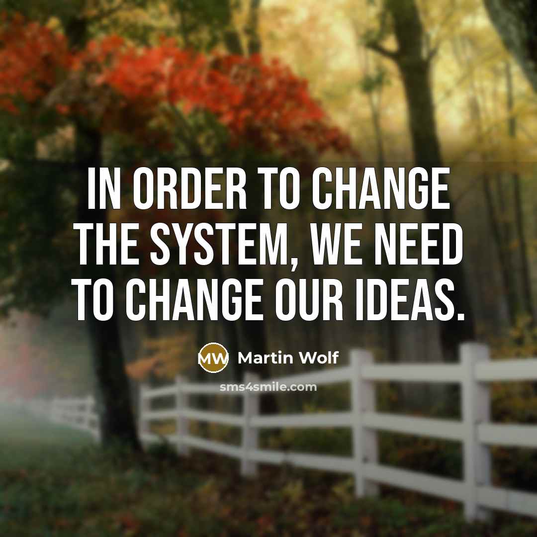 “In order to change the system, we need to change our ideas.” quote by Martin Wolf