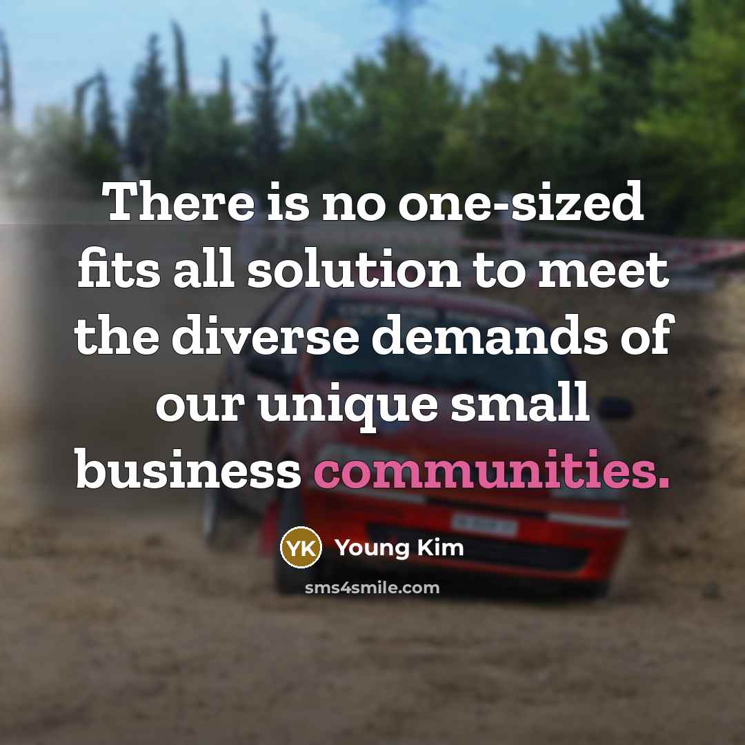 “There is no one-sized fits all solution to meet the diverse demands of our unique small business communities.” quote by Young Kim