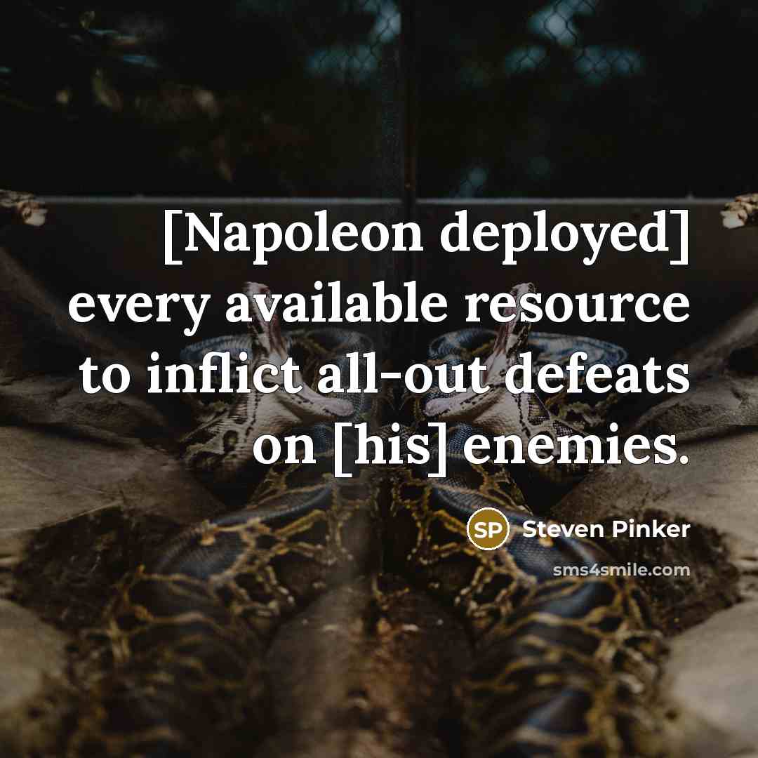 “[Napoleon deployed] every available resource to inflict all-out defeats on [his] enemies.” quote by Steven Pinker