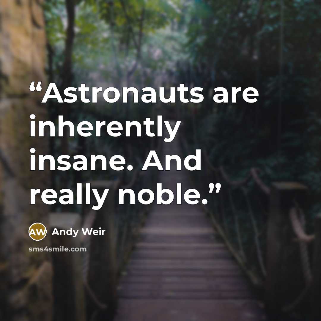 “Astronauts are inherently insane. And really noble.” quote by Andy Weir