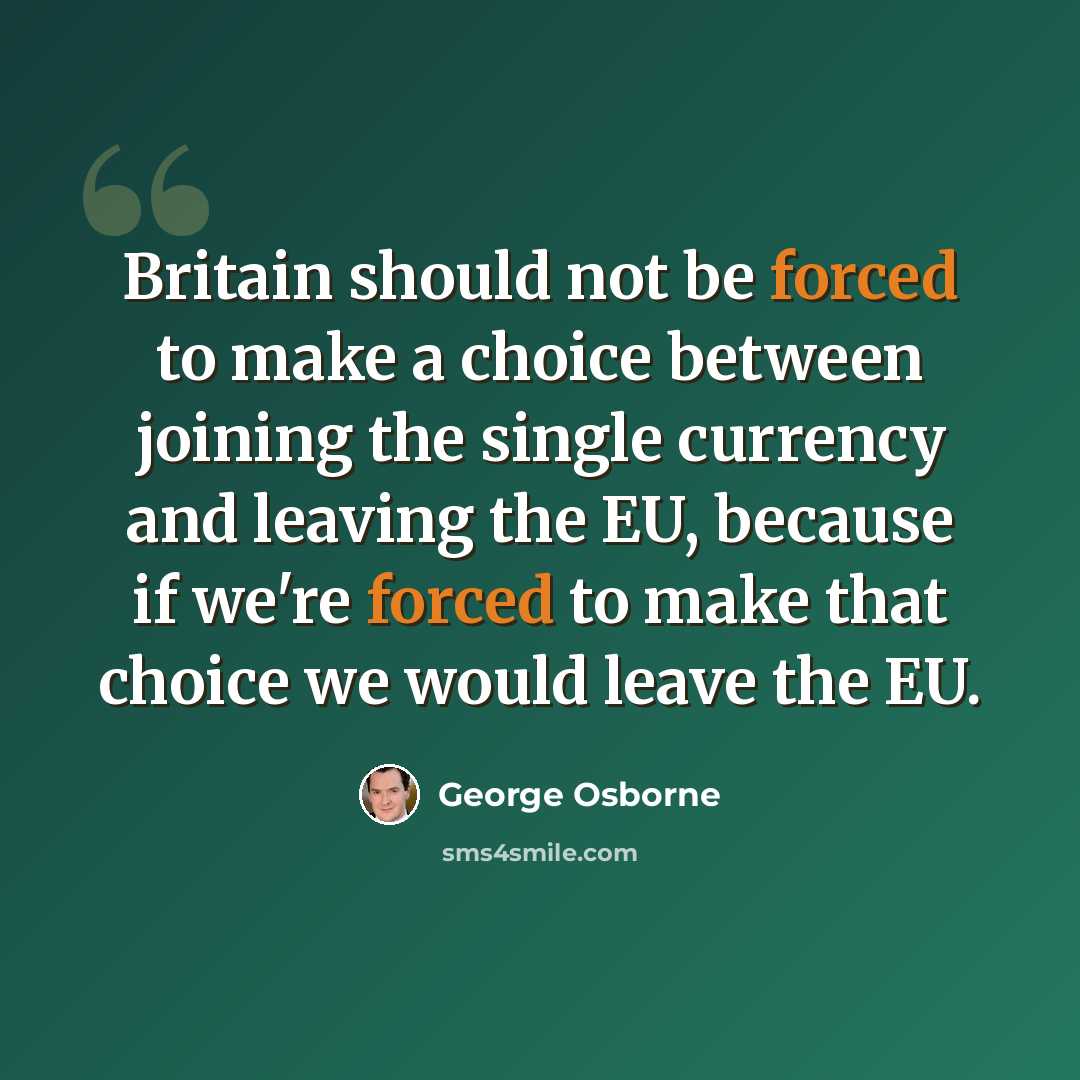“Britain should not be forced to make a choice between joining the single currency and leaving the EU, because if we're forced to make that choice we would leave the EU.” quote by George Osborne