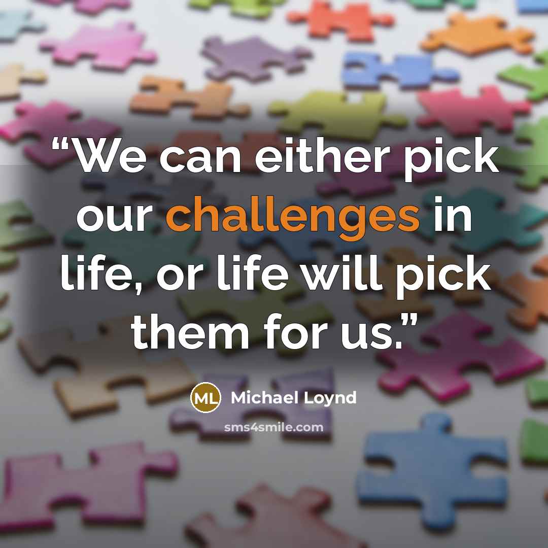 “We can either pick our challenges in life, or life will pick them for us.” quote by Michael Loynd