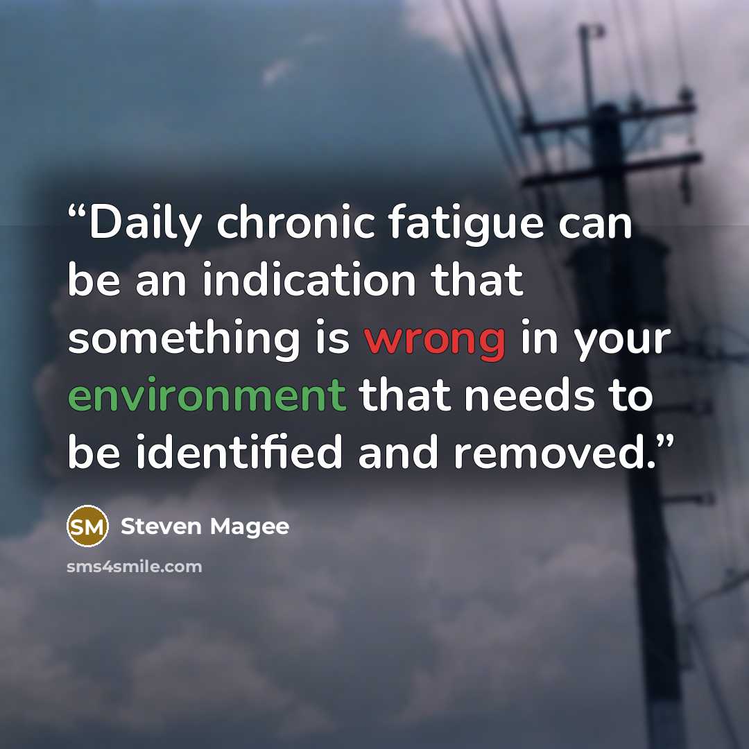 “Daily chronic fatigue can be an indication that something is wrong in your environment that needs to be identified and removed.” quote by Steven Magee