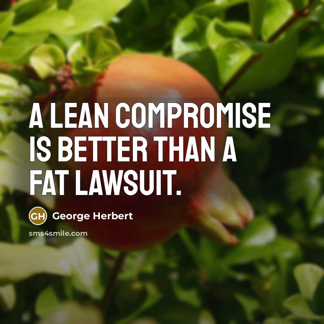“A lean compromise is better than a fat lawsuit.” quote by George Herbert
