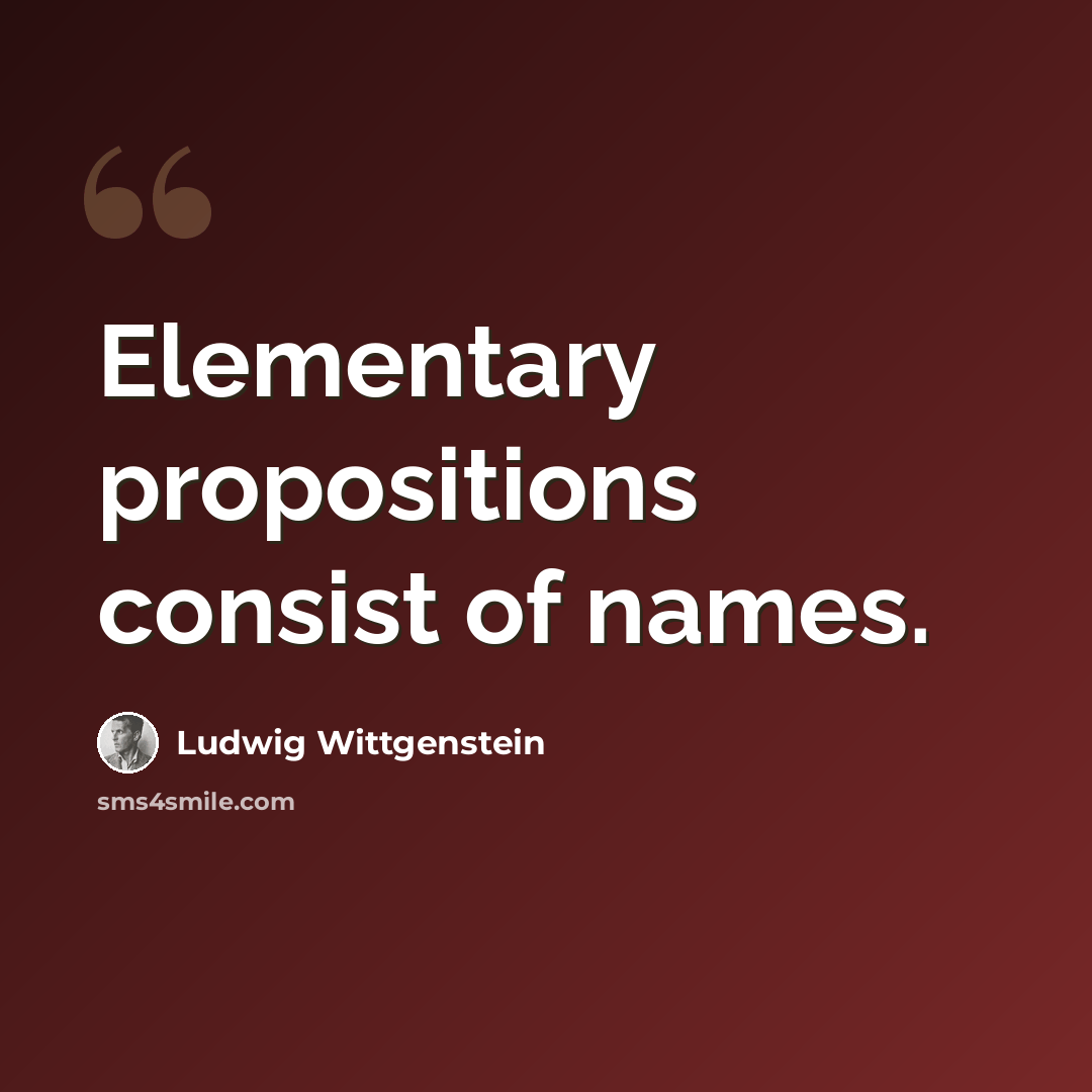 “Elementary propositions consist of names.” quote by Ludwig Wittgenstein