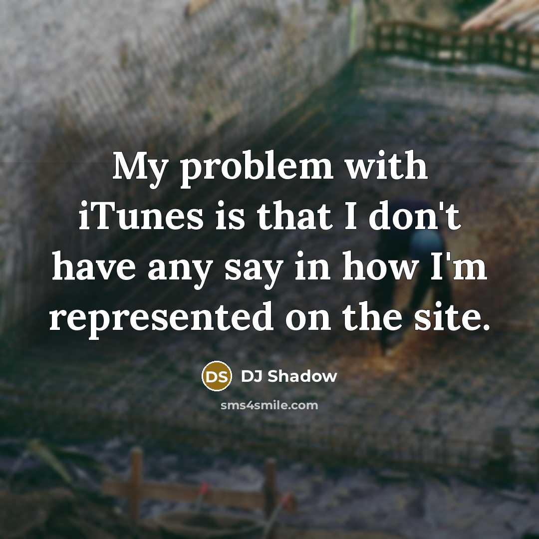“My problem with iTunes is that I don't have any say in how I'm represented on the site.” quote by DJ Shadow