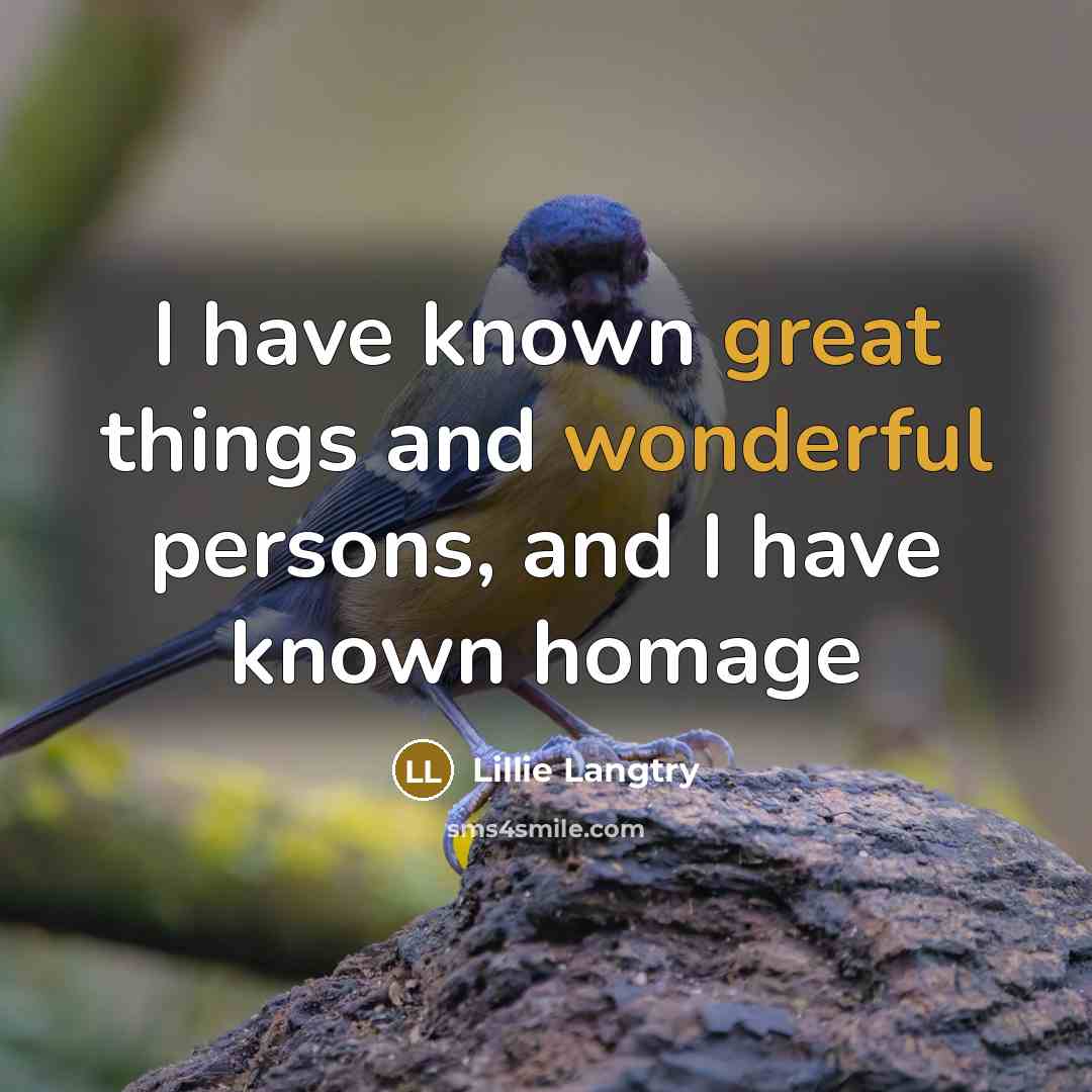 “I have known great things and wonderful persons, and I have known homage” quote by Lillie Langtry
