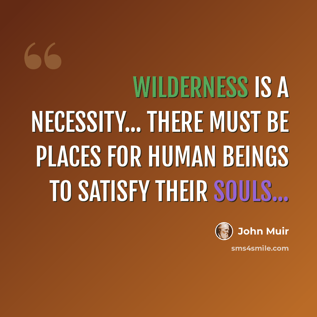 “Wilderness is a necessity... there must be places for human beings to satisfy their souls...” quote by John Muir