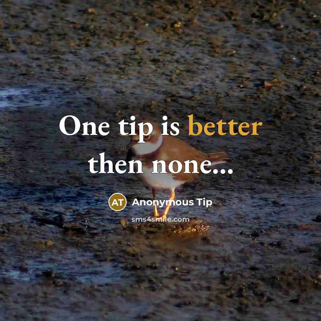 “One tip is better then none...” quote by Anonymous Tip