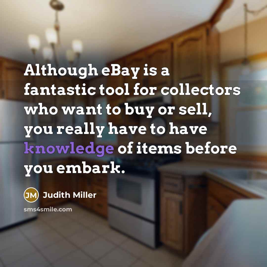 “Although eBay is a fantastic tool for collectors who want to buy or sell, you really have to have knowledge of items before you embark.” quote by Judith Miller