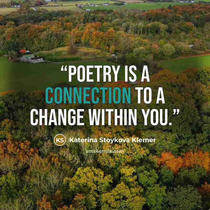 “Poetry is a connection to a change within you.” quote by Katerina Stoykova Klemer