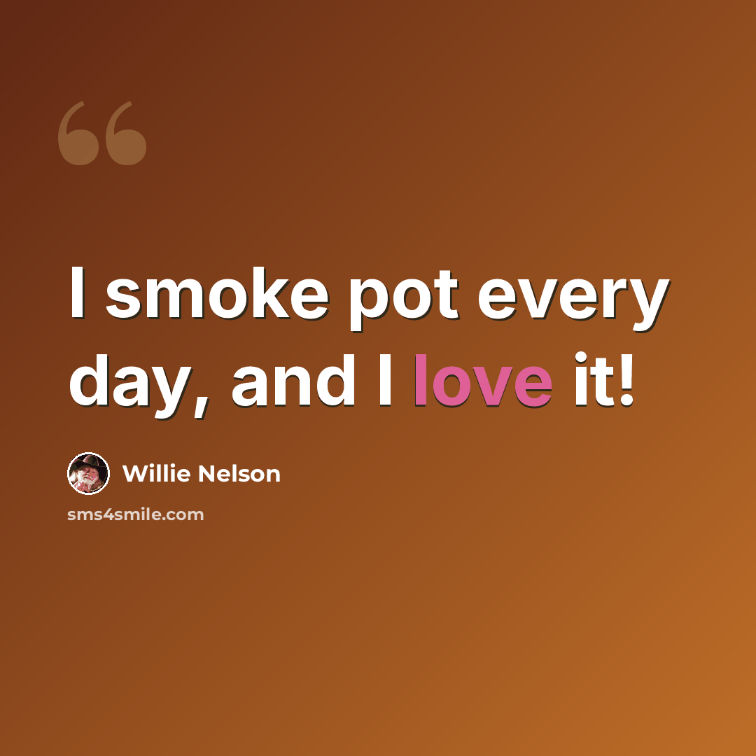 “I smoke pot every day, and I love it!” quote by Willie Nelson