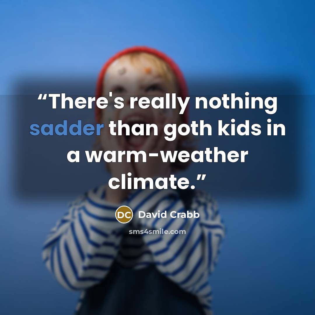 “There's really nothing sadder than goth kids in a warm-weather climate.” quote by David Crabb