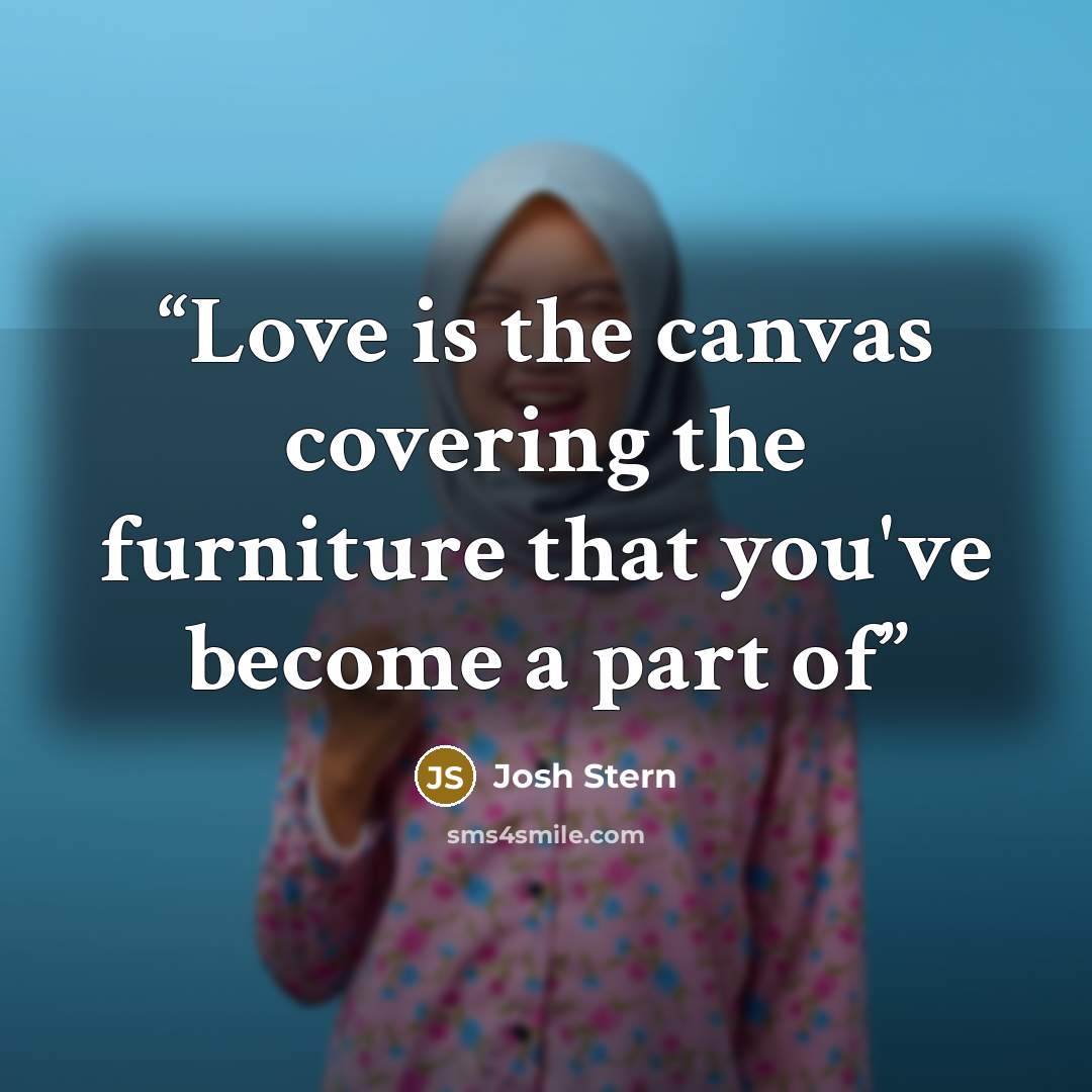 “Love is the canvas covering the furniture that you've become a part of” quote by Josh Stern