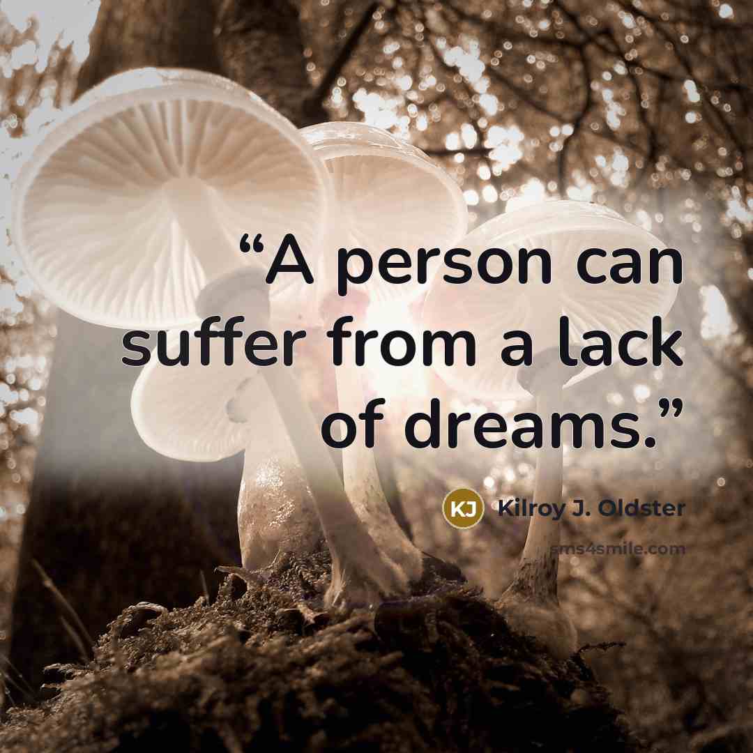 “A person can suffer from a lack of dreams.” quote by Kilroy J. Oldster