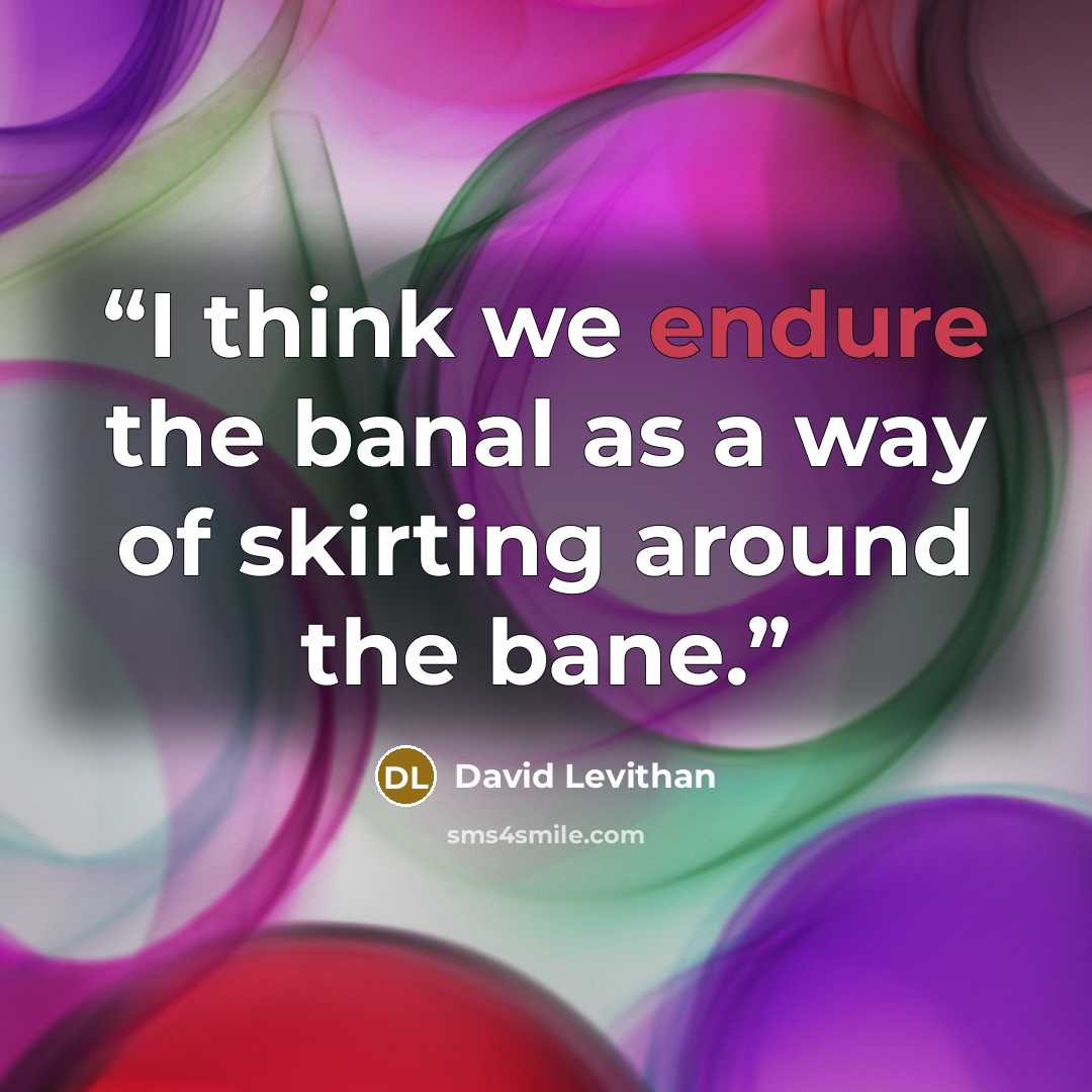 “I think we endure the banal as a way of skirting around the bane.” quote by David Levithan