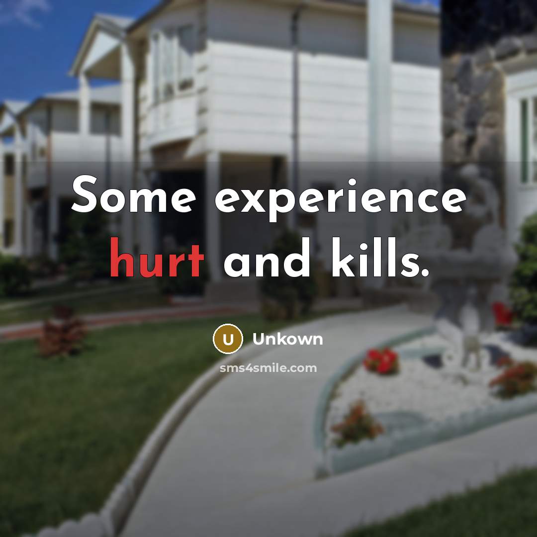 “Some experience hurt and kills.” quote by Unkown