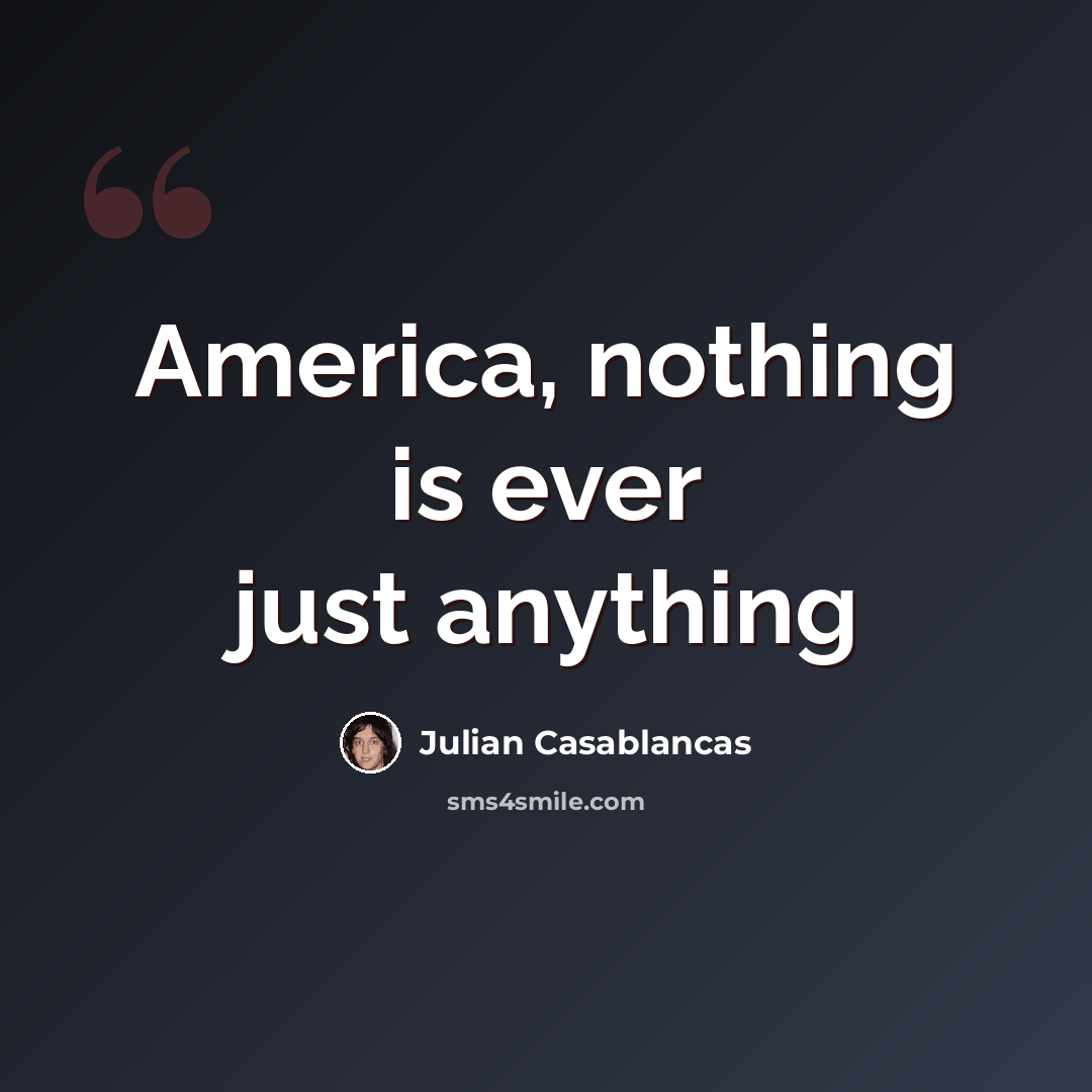 “America, nothing is ever just anything” quote by Julian Casablancas