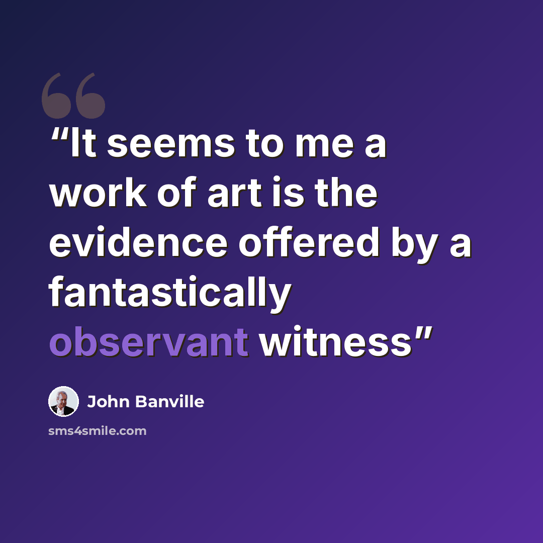 “It seems to me a work of art is the evidence offered by a fantastically observant witness” quote by John Banville