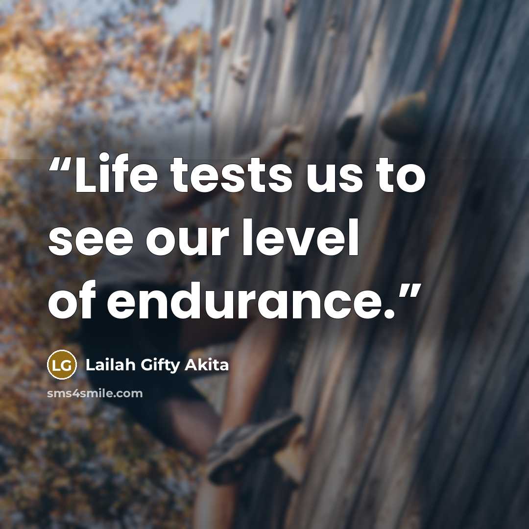 “Life tests us to see our level of endurance.” quote by Lailah Gifty Akita