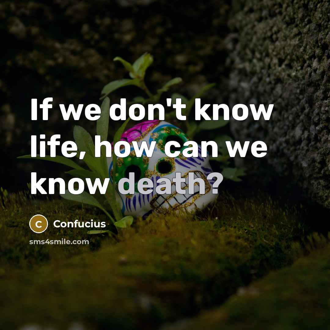 “If we don't know life, how can we know death?” quote by Confucius