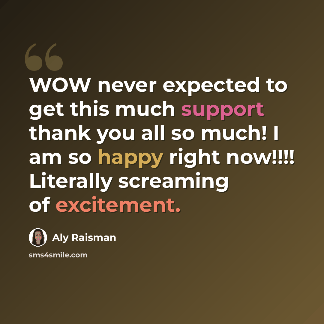 “WOW never expected to get this much support thank you all so much! I am so happy right now!!!! Literally screaming of excitement.” quote by Aly Raisman