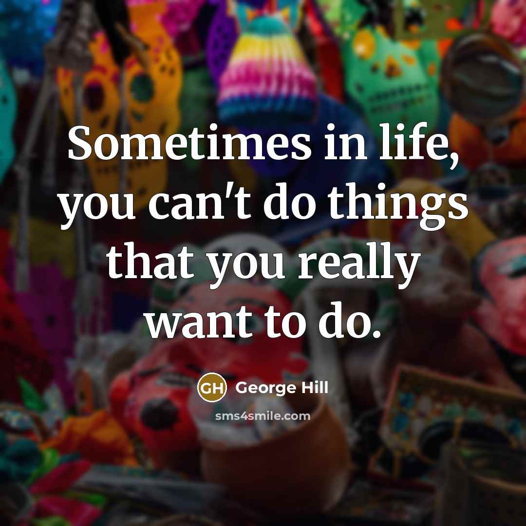 “Sometimes in life, you can't do things that you really want to do.” quote by George Hill