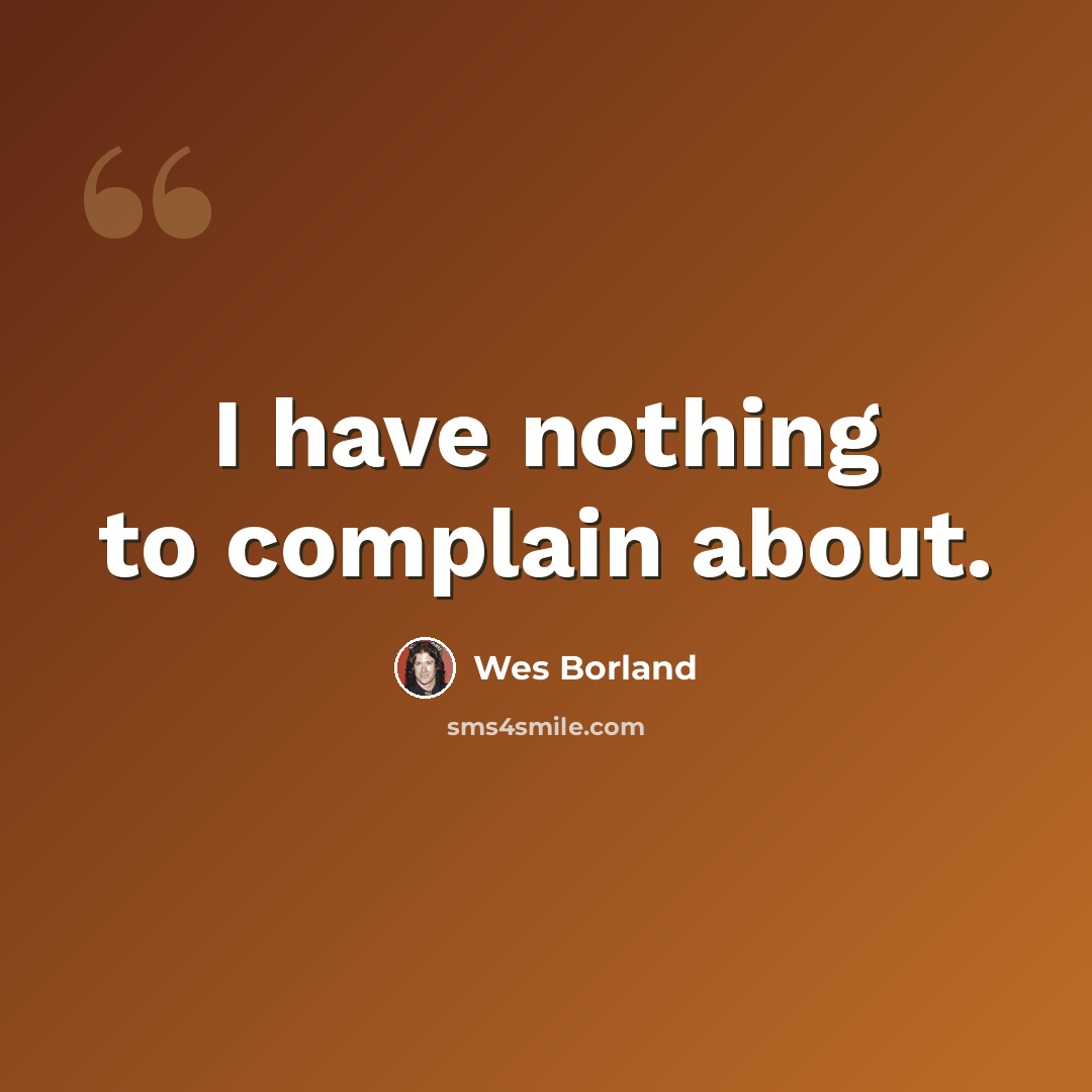 “I have nothing to complain about.” quote by Wes Borland