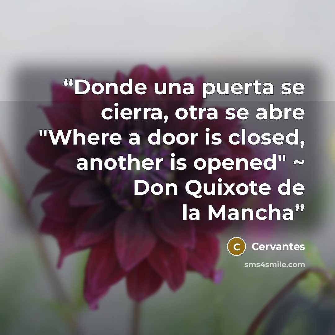 “Donde una puerta se cierra, otra se abre "Where a door is closed, another is opened" ~ Don Quixote de la Mancha” quote by Cervantes