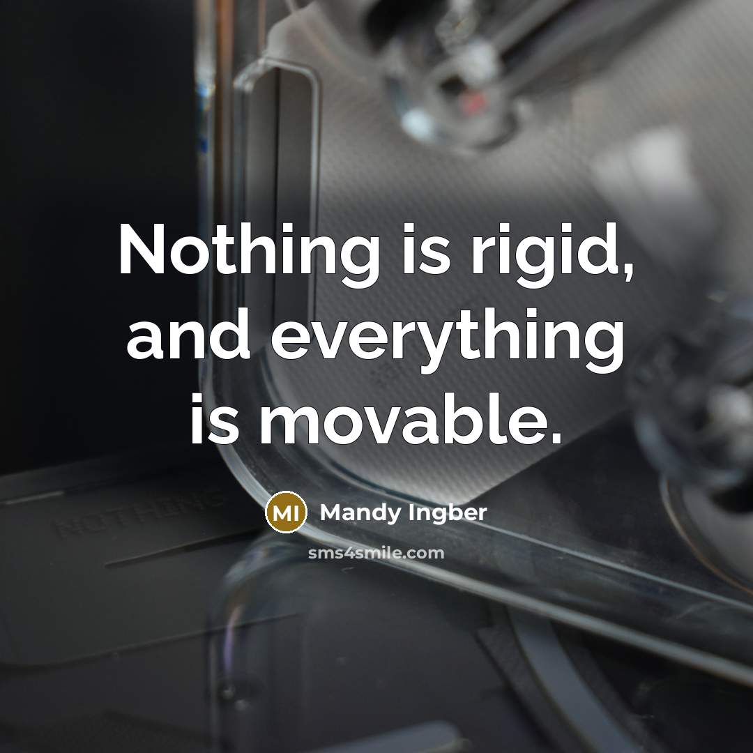 “Nothing is rigid, and everything is movable.” quote by Mandy Ingber