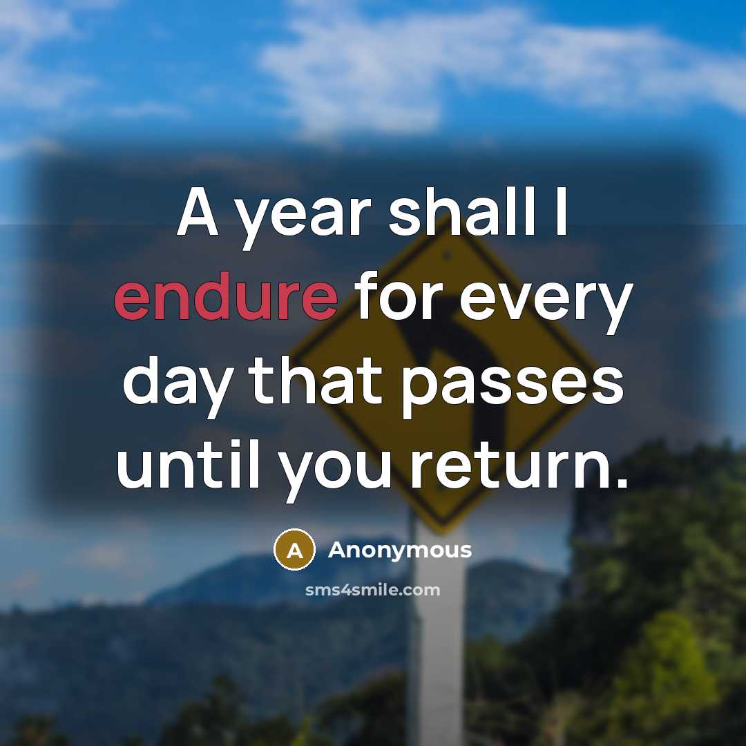 “A year shall I endure for every day that passes until you return.” quote by Anonymous