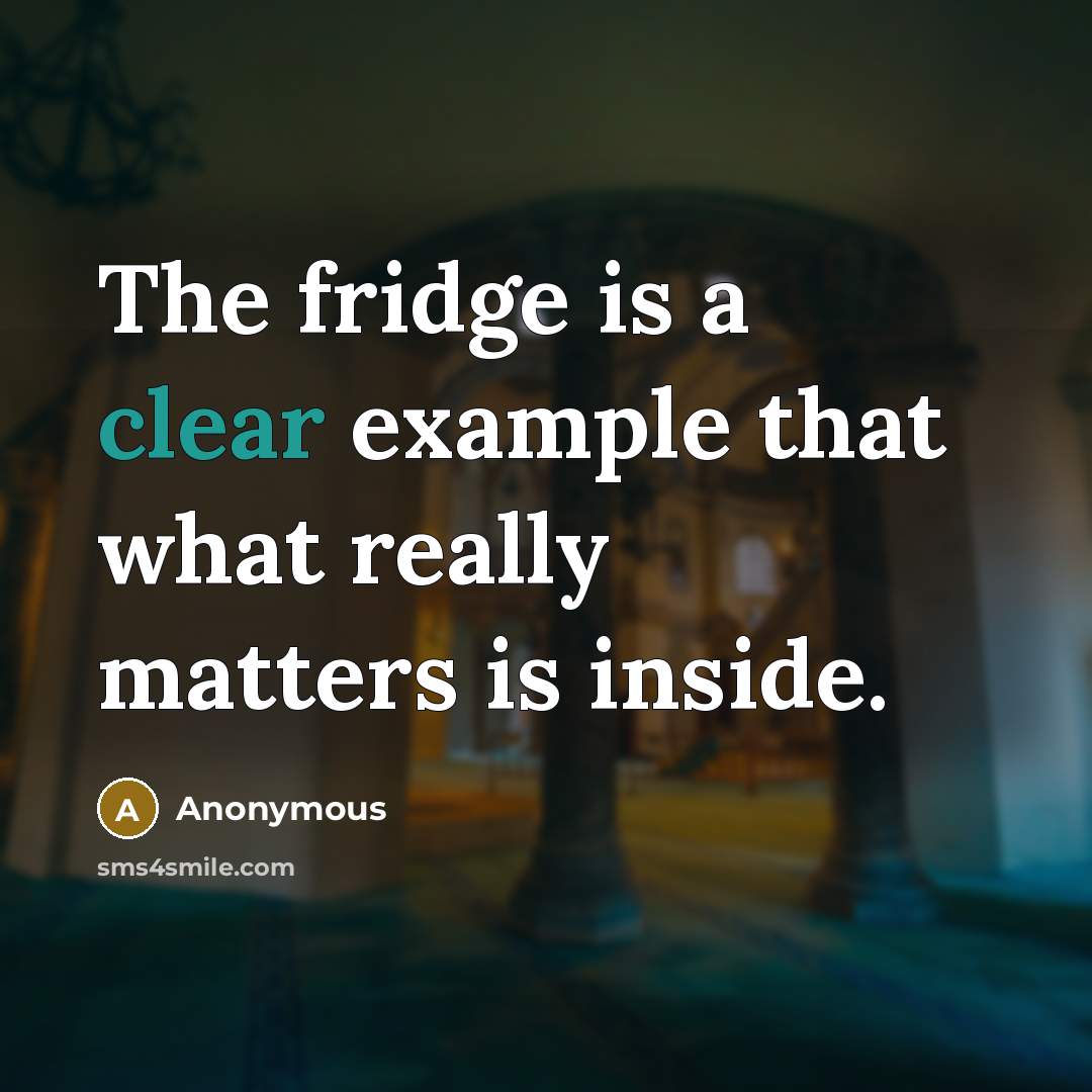 “The fridge is a clear example that what really matters is inside.” quote by Anonymous