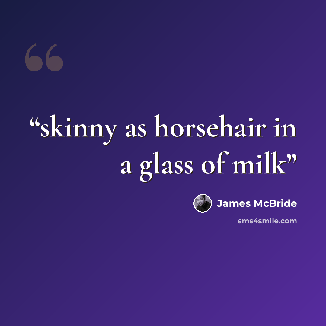 “skinny as horsehair in a glass of milk” quote by James McBride