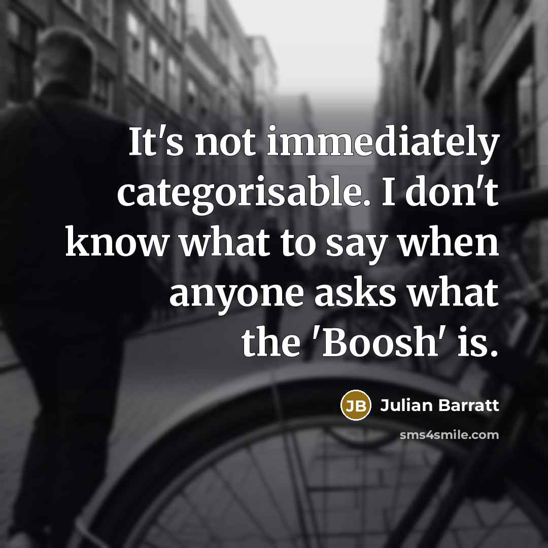 “It's not immediately categorisable. I don't know what to say when anyone asks what the 'Boosh' is.” quote by Julian Barratt
