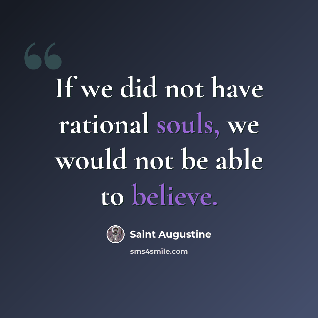 “If we did not have rational souls, we would not be able to believe.” quote by Saint Augustine
